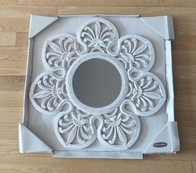 Hand Carved Wooden Mirror Shabby Chic