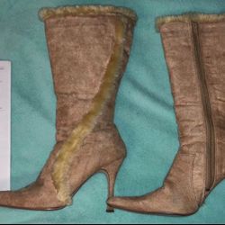 Women’s Heels- Faux Fur Boots Size 8