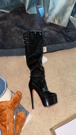 Black Patent Leather Platform Knee-High Boot