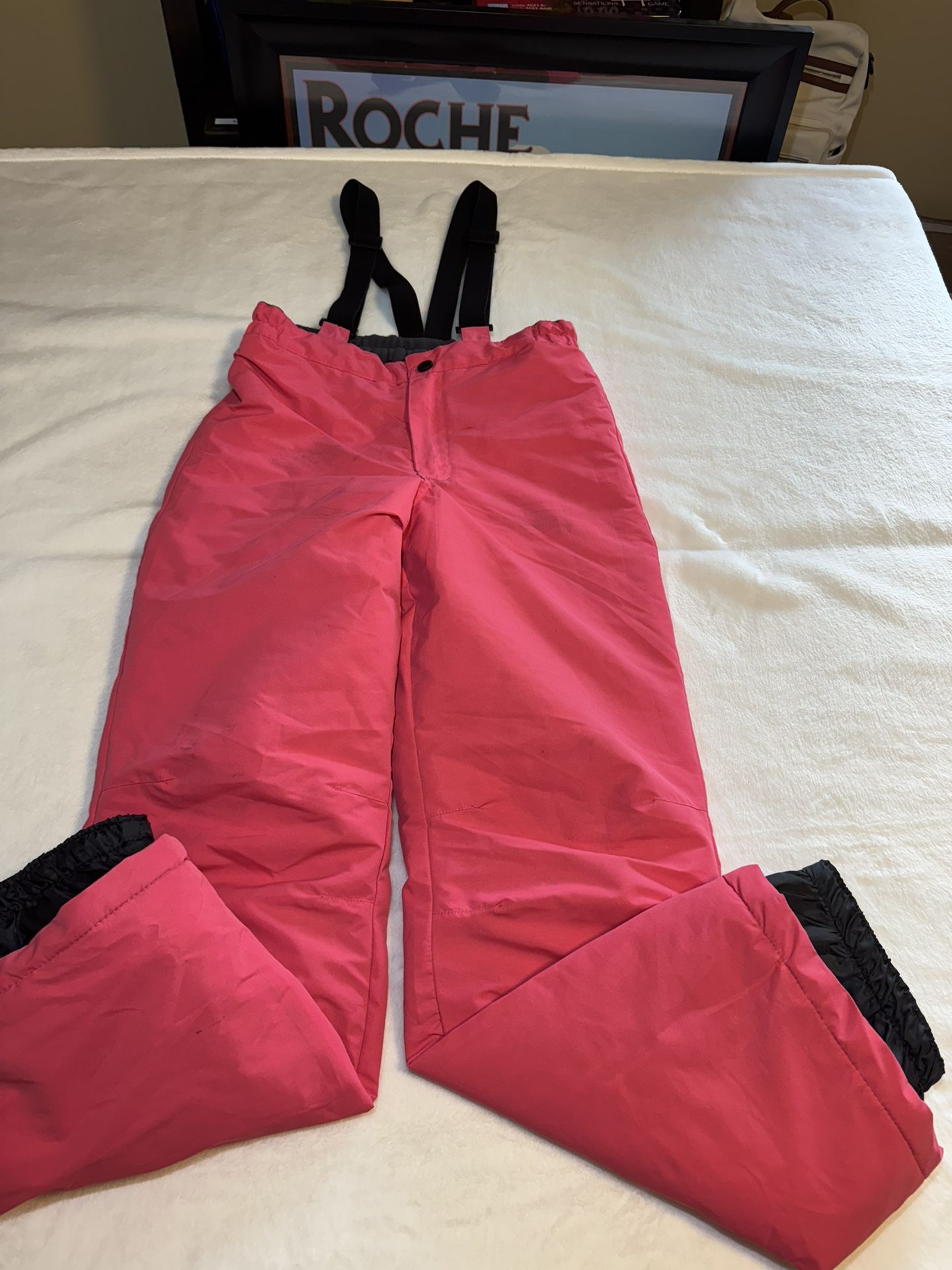 Iceburg Girls Ski Snow Pants With Suspenders Size XL 14/16 Pink