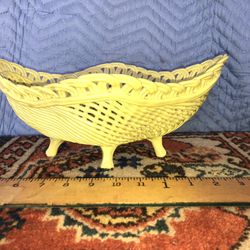Vintage Yellow  Porcelain Basket 
