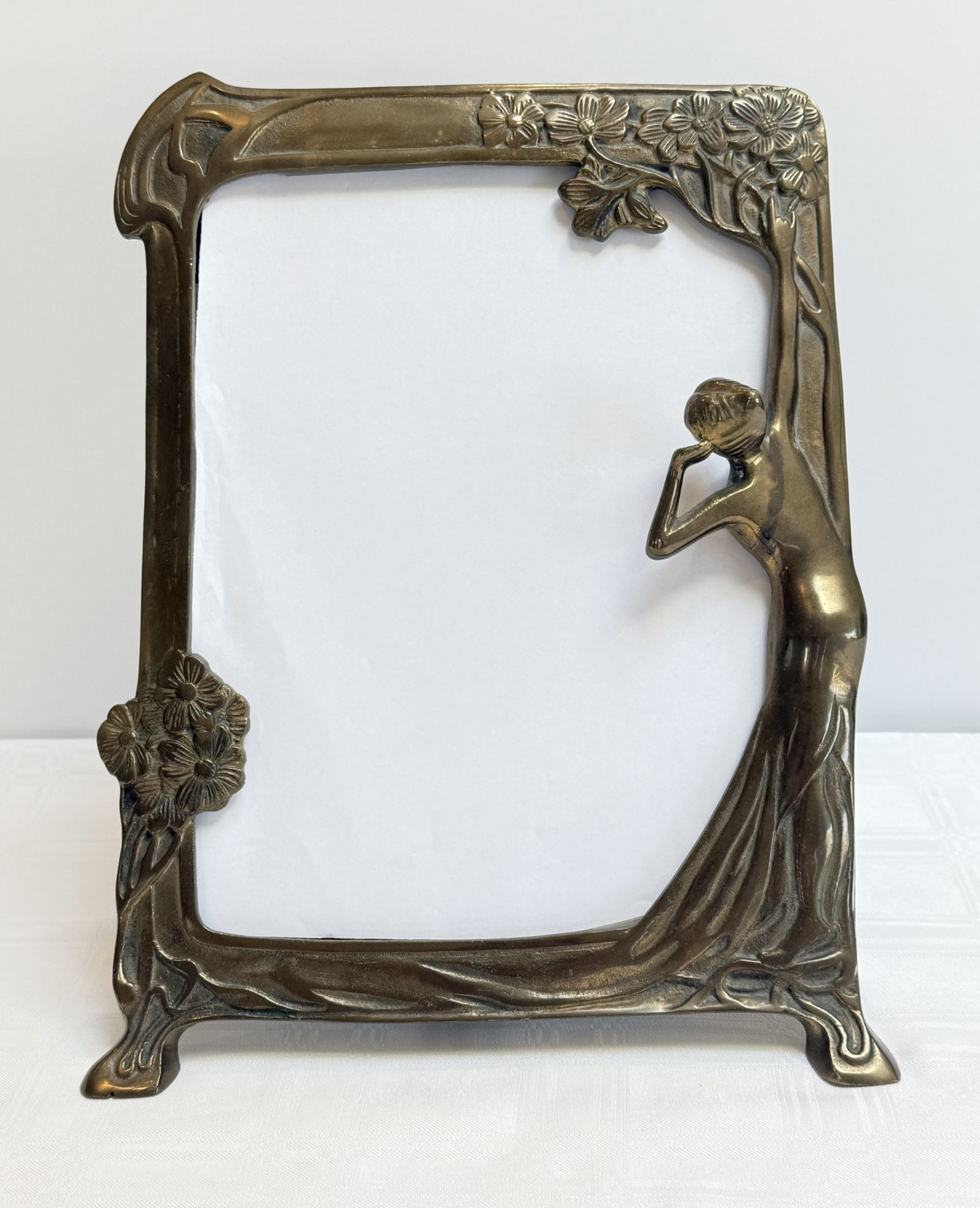 Art Nouveau Original Antique Brass Frame/Easel | 13-3/8”H x 9-5/8”W