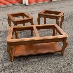 Coffee  Table And Two End Tables With Glass
