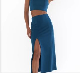 Brand New Show Me Your Mumu Teal Cecilia Midi Skirt - Size Small