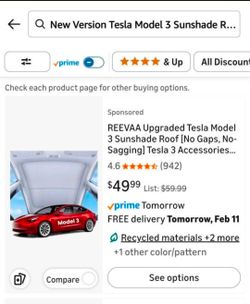 Tesla model 3 roof sunshade