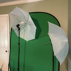 Green And Blue Screen And Two Lights