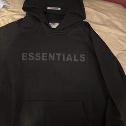 Fear Of God Essentials Pullover Hoodie Black Appliqué Logo 
