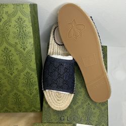 🔥 Authentic Gucci Pilar GG Denim Crystal Espadrille Sandals – Brand New 🔥 
