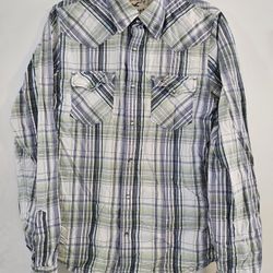 Hollister Western Plaid Snap Button Shirt Med