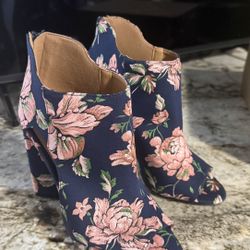 New Floral Peep-Toe Heeled Booties check more pictures