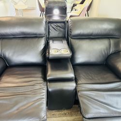 Leather Recliner Couch With Storage And Table