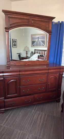 Cherry Wood Dresser with Mirror