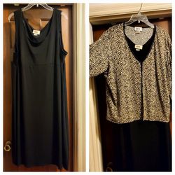 Black Dress/Leopard Print Jacket SIZE 20