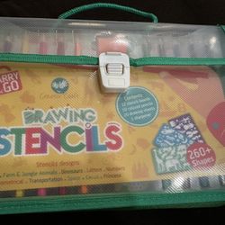 Drawing Stencils Color Pencils & Paper Kit