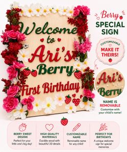 CUSTOM “Berry First Birthday” WOODEN SIGN
