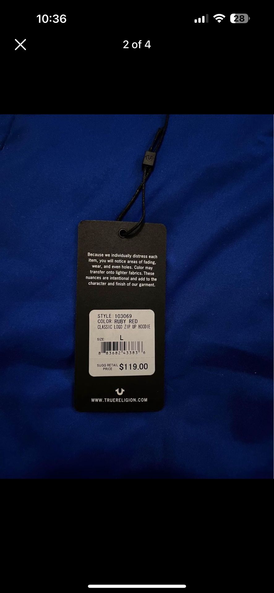 True Religion Classic Zip Up Hoodie