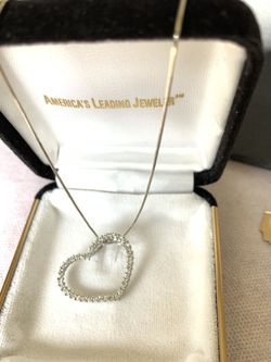Italy silver 925 stamped necklace with sparkly CZ rhinestone heart pendant 20” inches long