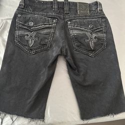 Mens Rock Revival Jean Shorts
