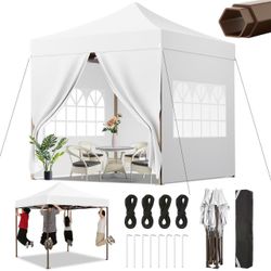 COBIZI 10x10 Heavy Duty Pop Up Canopy Tent with 4 Sidewalls, Commercial Instant Waterproof Shelter, UV 50+ with Silver Coated, Upgraded Thickened Hexa
