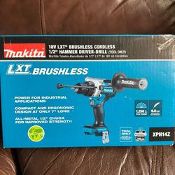 Makita 18V Lithium-Ion Brushless 1/2 In. Cordless Hammer Driver Drill (Tool Only)