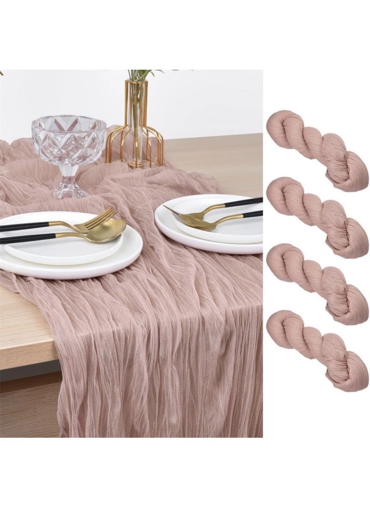 New Joanlody Dusty Rose Cheesecloth Table Runner Fall Thanksgiving 10Ft