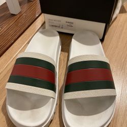 White Gucci Slides