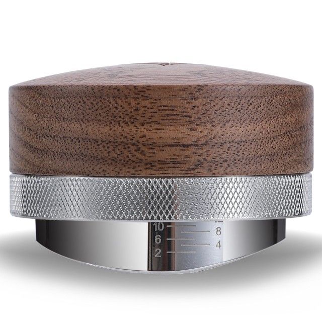 KNODOS 54mm Espresso Distribution Tool Walnut Coffee Distributor Adjustable Depth Stainless Steel Espresso Leveler Compatible with Breville Espresso M