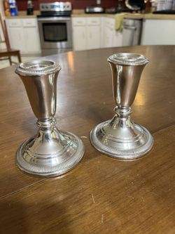Vintage Crown Weighted Sterling Silver Candle Holders
