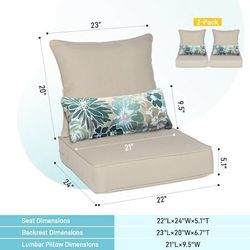 Patio Chair Cushion Set 24-in x 22-in 6 -Piece Brown Deep seat patio chair cushion