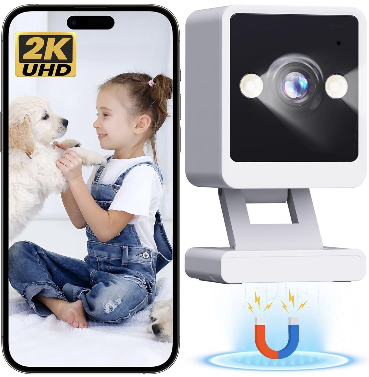 Indoor Camera, 2K Cameras for Home Security with Color Night Vision & Siren, 2-Way Audio for Pet/Dog/Baby/Nanny, 2.4GHz WiFi Camera, Cloud & SD Card S