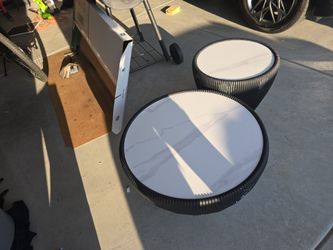New leatherette cocktail and end table