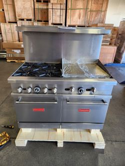  NSF/ETL NG/LPG Commercial Gas Range, 4 Open Burners &  24” Griddle, Standard Oven