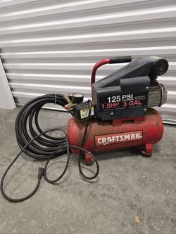 Craftsman 125PSI 1HP 3GAL Cast Iron Portable Oil-Lubricated Air Compressor Red