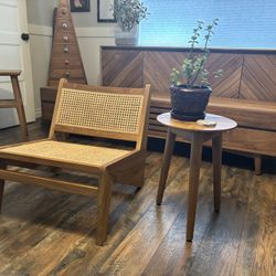 Solid Teak Lounge Chair with Rattan seat and  backingss. MCM