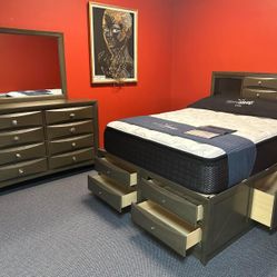 Emily Gray Storage Platform Bedroom Set Queen Or King Set 