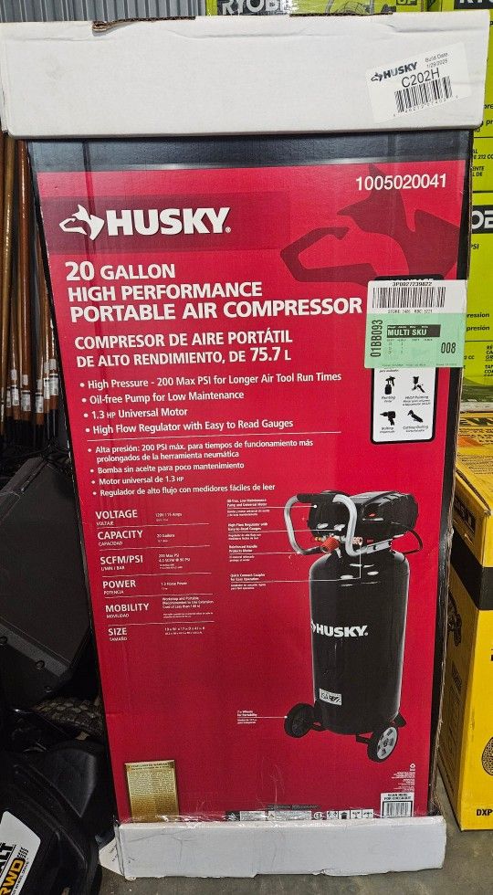 Husky 20 gallons 200psi air compressor