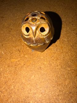 Vintage Ceramic Owl Flower Frog / Bud Vase - Brown Drip Glaze, Japan 🦉