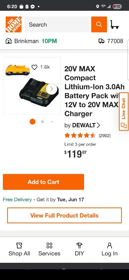 Dewalt 3Ah Battery And Charger