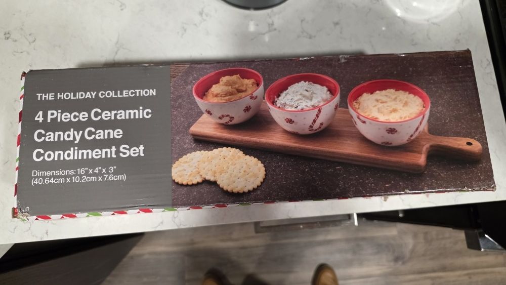 4 Peace ceramic candy cane condiment set