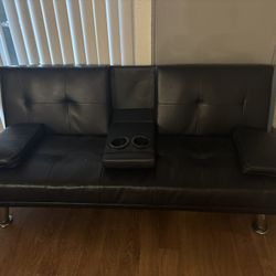 Black Leather Sofa 