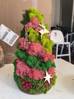 Preserved Moss Christmas Table Stand 12”