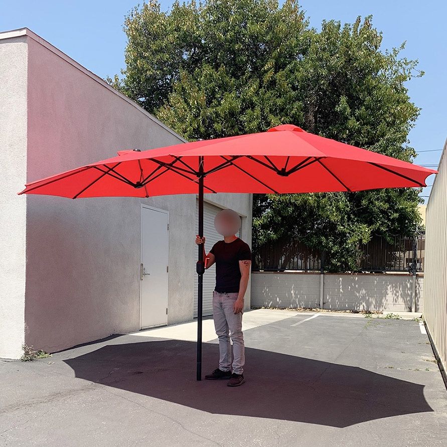 Brand New $95 Large 15 FT Double Sided Umbrella Outdoor Patio Garden Yard (Weight base not included)