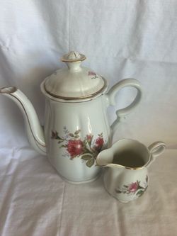 Vintage Moss Rose porcelain teapot