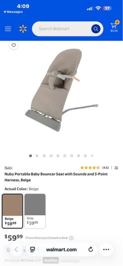 Nuby Portable Baby Bouncer Seat, Beige