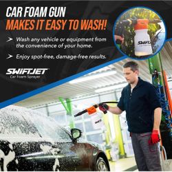 SwiftJet Car Wash Foam Gun + Microfiber Wash Mitt