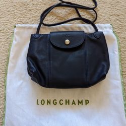 Longchamp Crossbody Leather Bag, Blue, New