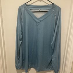 Blue Vneck Long Sleeve Sweatshirt Size 3x