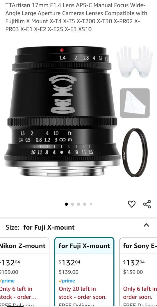 TTArtisan 35mm F1.4 Lens APS-C Manual Focus Wide-Angle Large Aperture Cameras Lenses Compatible with Fujifilm X Mount X-T4 X-T5 X-T200 X-T30 X-PR02 X-