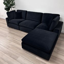 New Black Velvet Cloud Couch Sectional