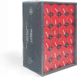 Hosley Set of 72 Unscented Red Votive Candles – Bulk Pack, Clean-Burning, Long-Lasting 10-12 Hour Burn Time – Ideal for Weddings, Home Décor, Spa, and